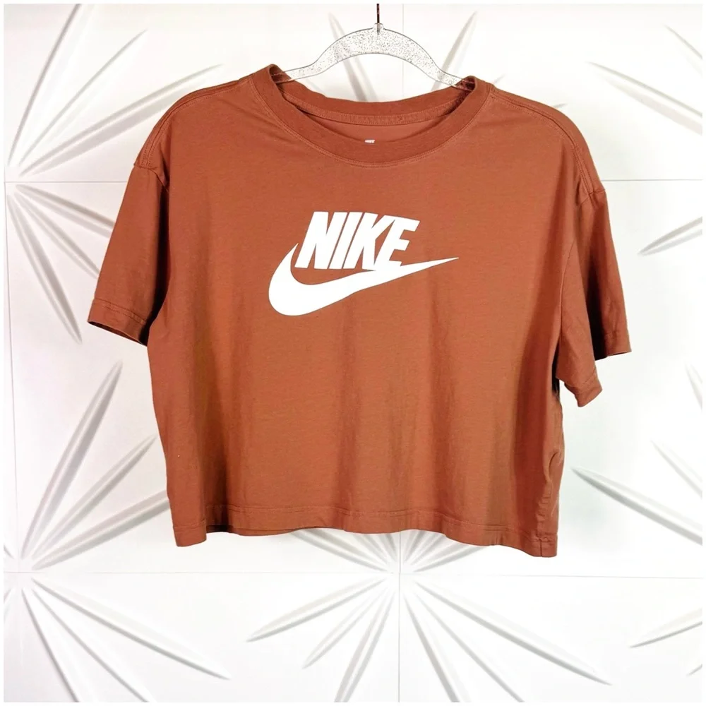 Nike Womens Essential Crop Tee in Mineral Clay